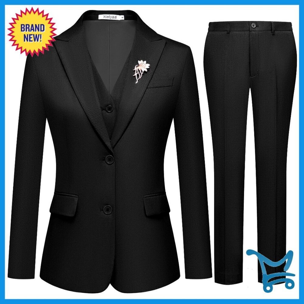 Slim Fit 3-Piece Business Suit Set Blazer Vest Pants Office Wear